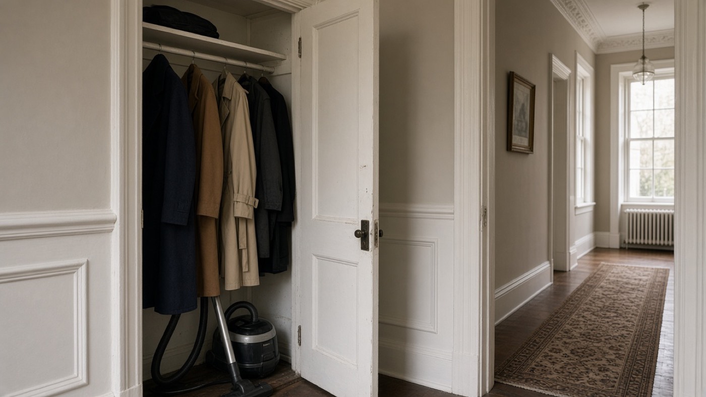 A narrow cupboard in a UK flat, with no room for a large battery